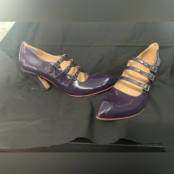 John Fluevog Shoes - Purple Fluevog 3 Strap Heels. Size 9. Bach Style. Worn a Few Times Only.